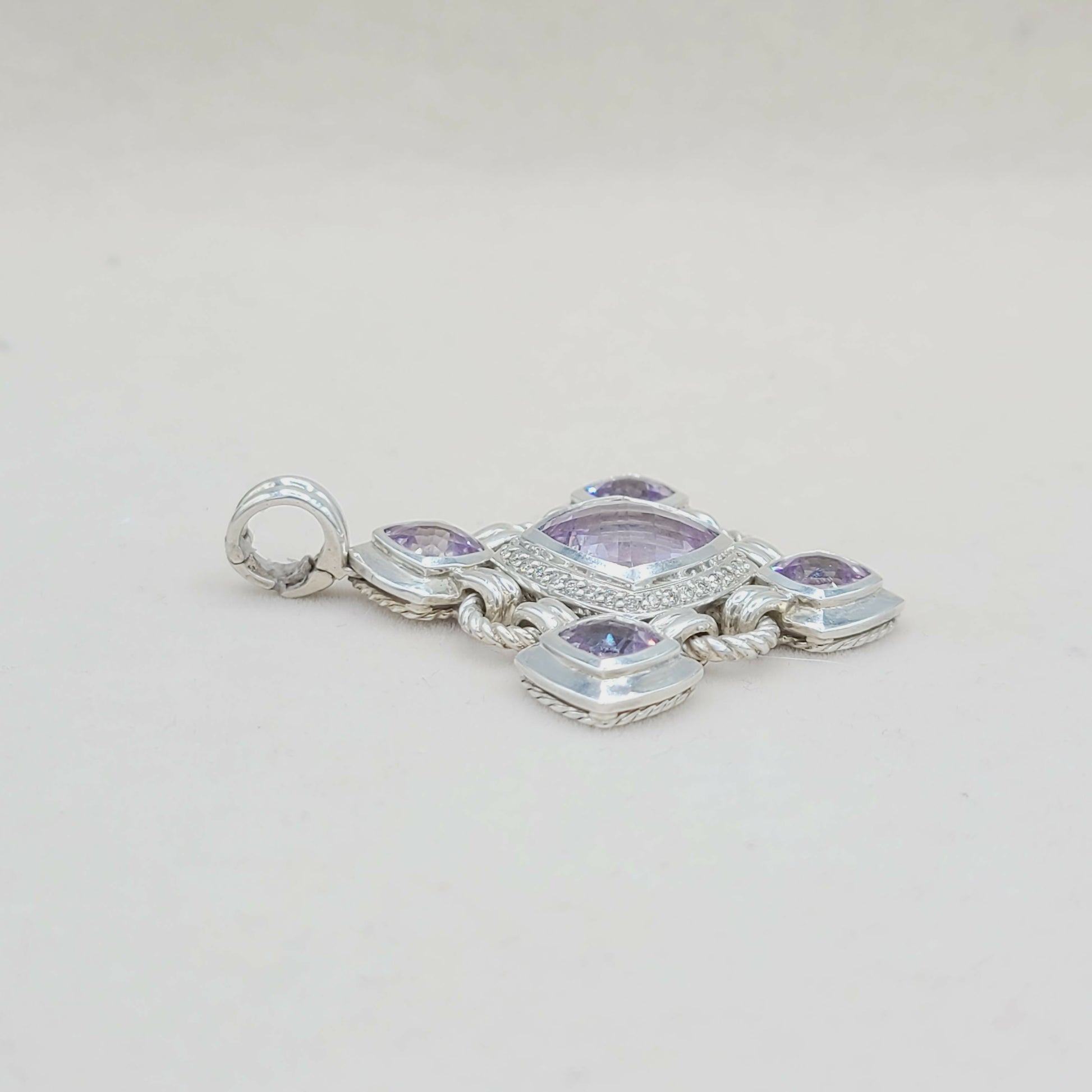   David Yurman Large Renaissance Lavender Amethyst Diamond Pendant Enhancer