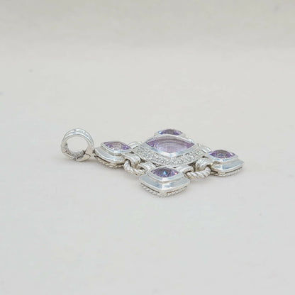    David Yurman Large Renaissance Lavender Amethyst Diamond Pendant Enhancer