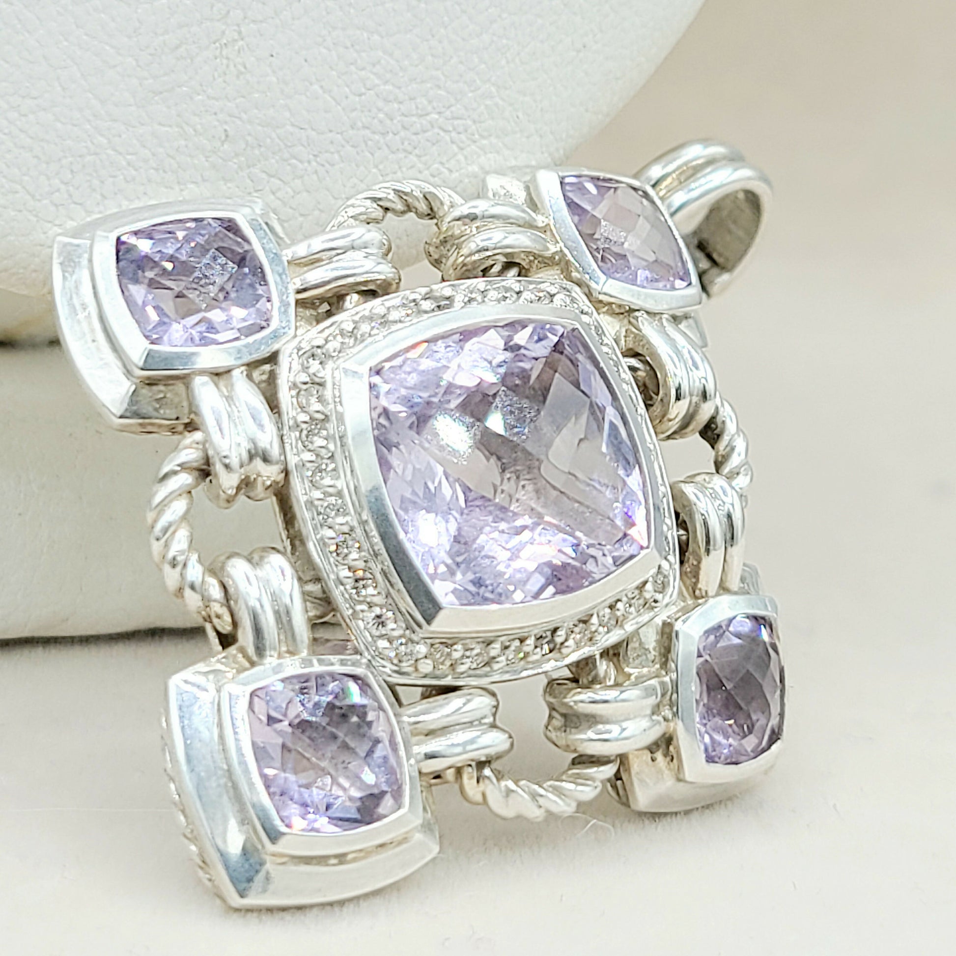    David Yurman Large Renaissance Lavender Amethyst Diamond Pendant Enhancer
