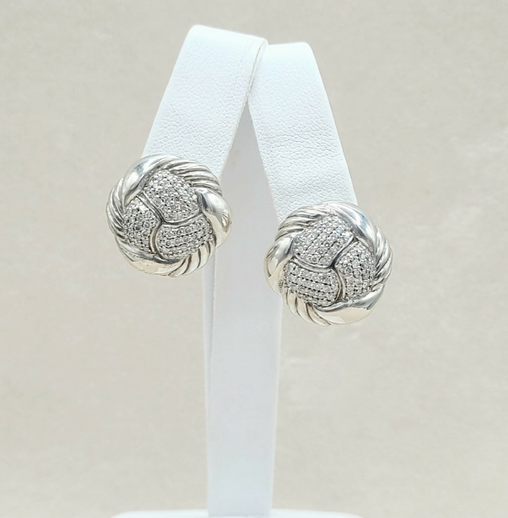    David Yurman Large Woven Diamond Earrings