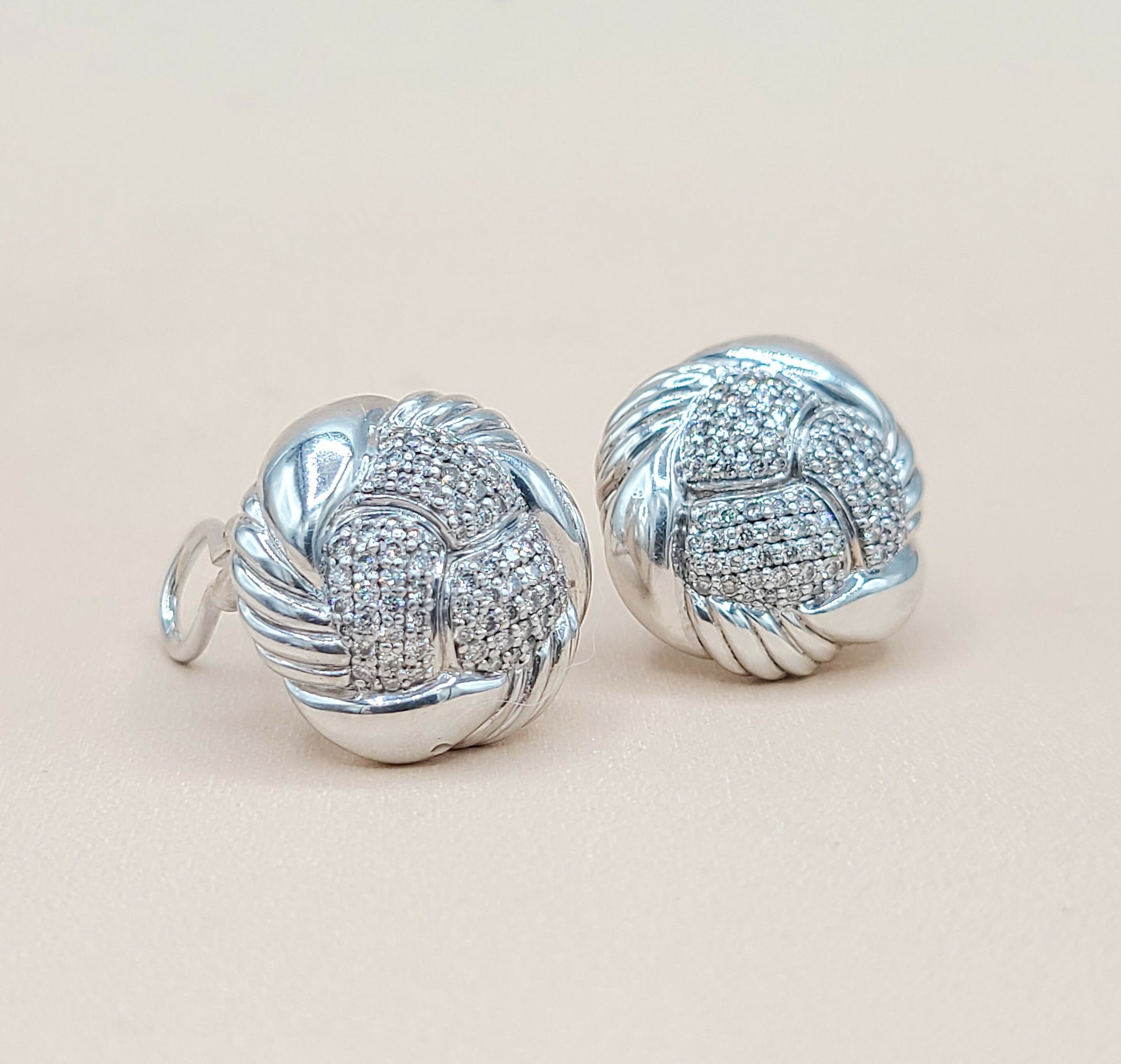   David Yurman Large Woven Diamond Earrings