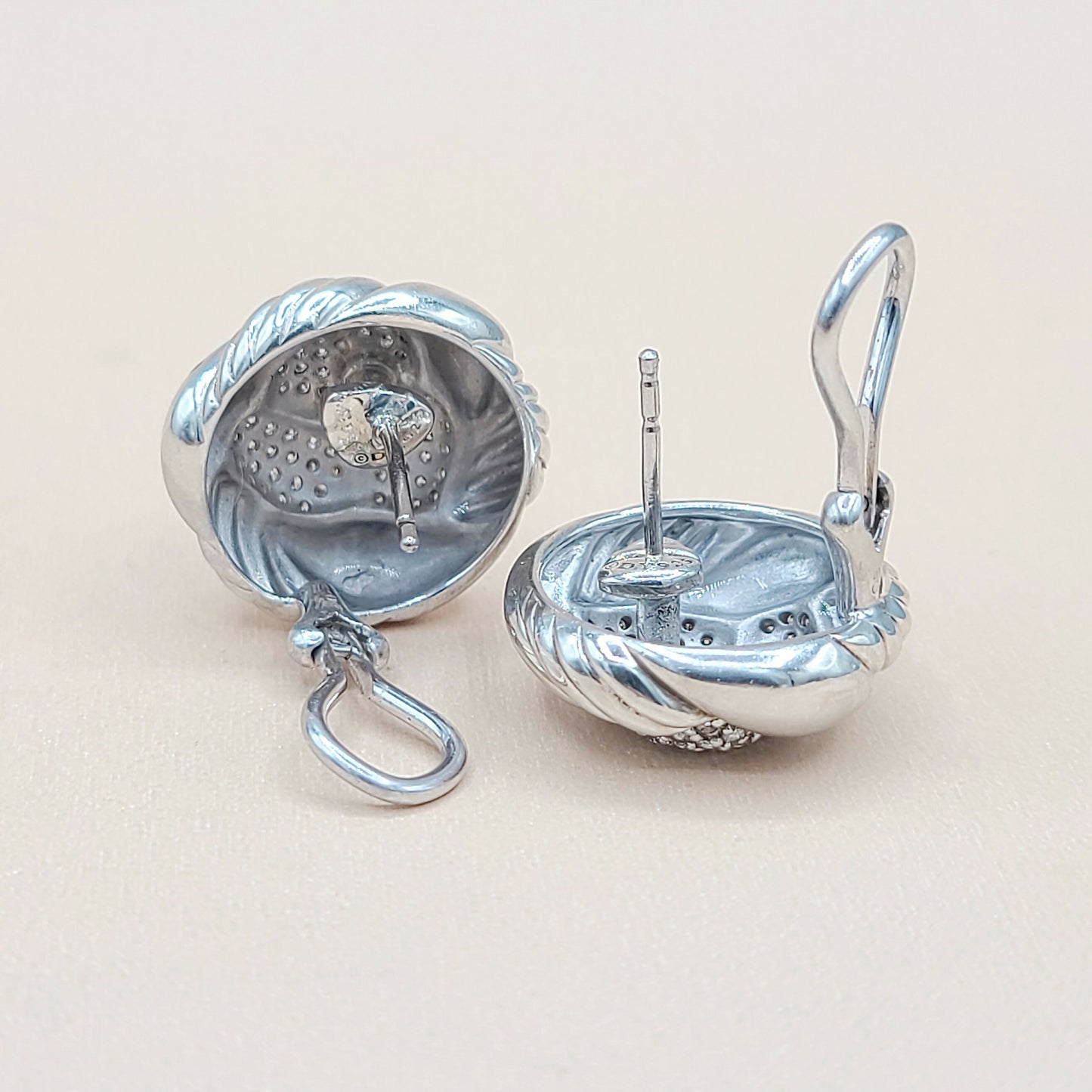    David Yurman Large Woven Diamond Earrings