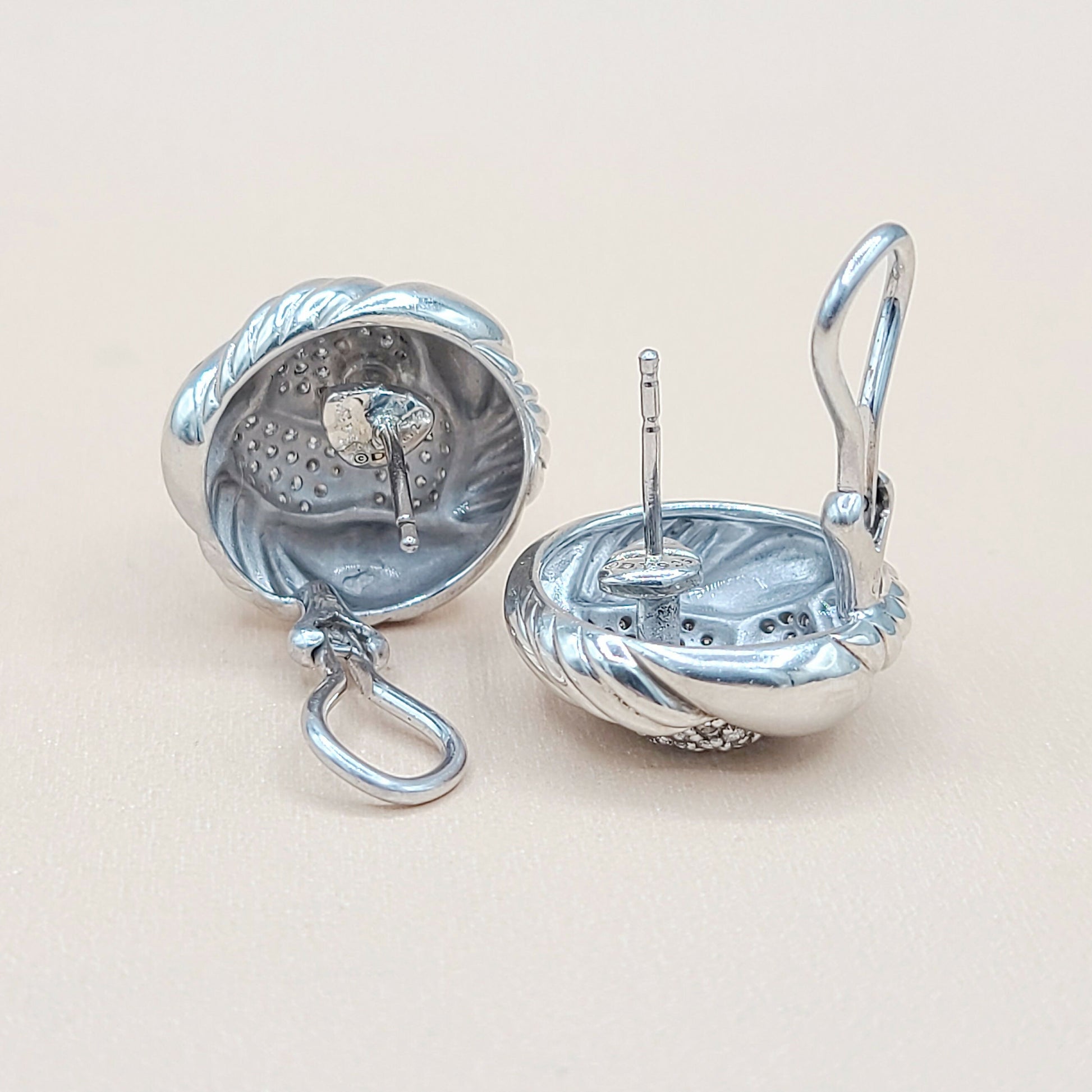    David Yurman Large Woven Diamond Earrings