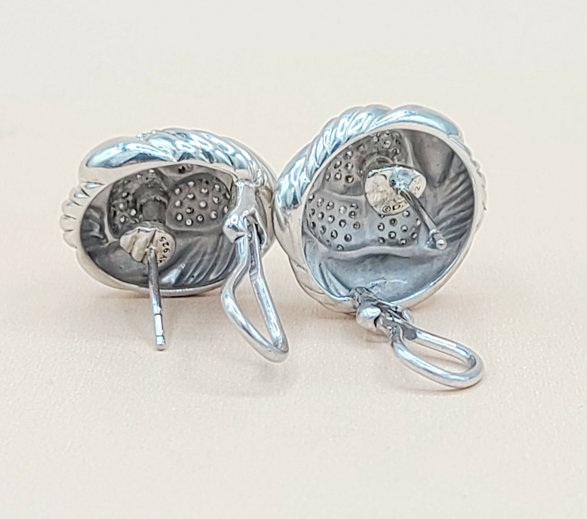    David Yurman Large Woven Diamond Earrings