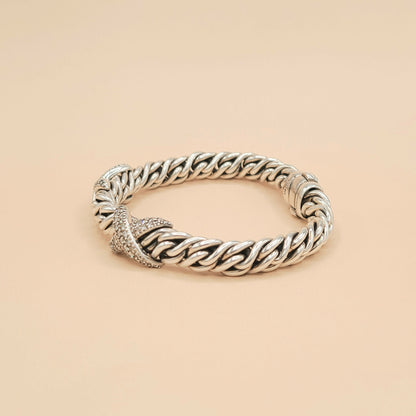    David Yurman Lyrica Station Double Diamond X Link Chain Bracelet