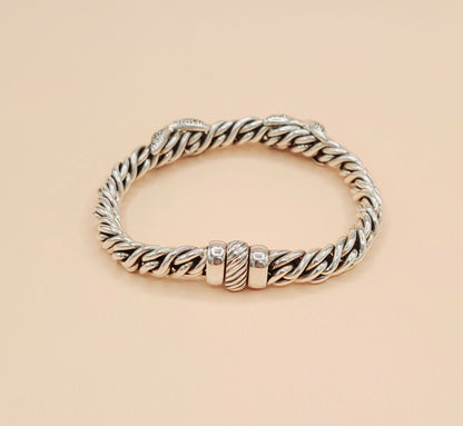    David Yurman Lyrica Station Double Diamond X Link Chain Bracelet