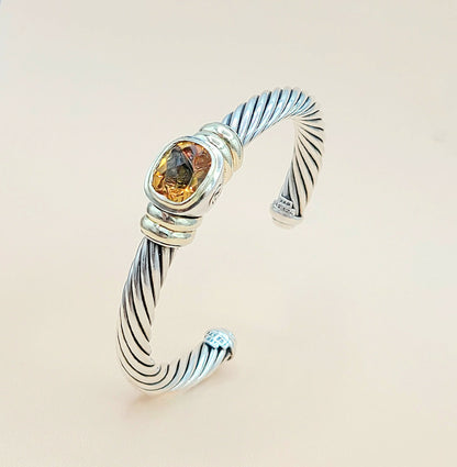    David Yurman Noblesse Citrine Gold Station Bracelet, 7mm