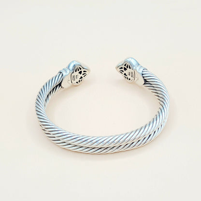    David Yurman Quatrefoil Double Cable Black Onyx Gold Bracelet