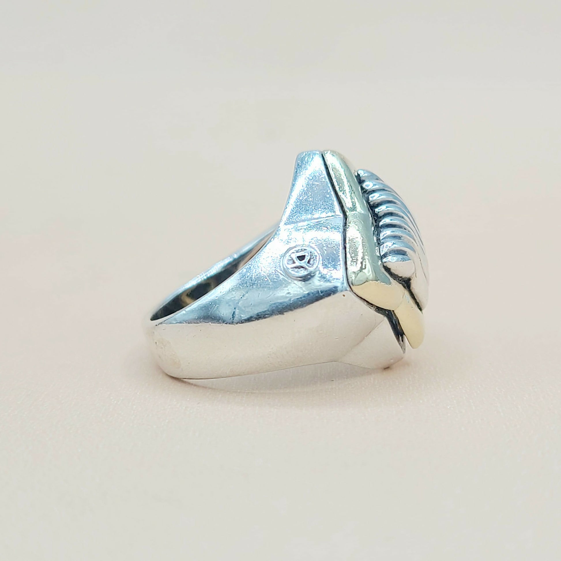    David Yurman Quatrefoil Sculpted Silver Gold Ring