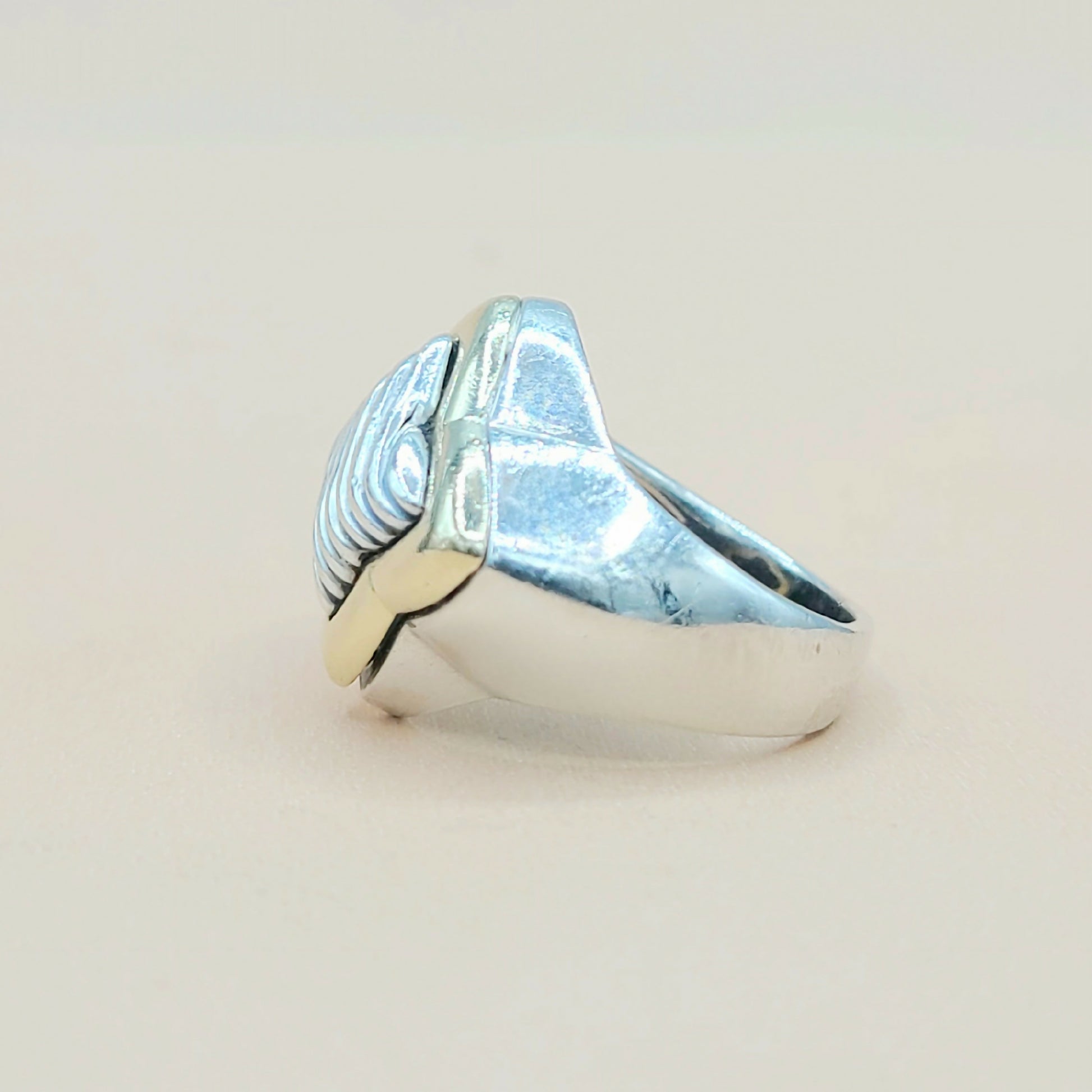    David Yurman Quatrefoil Sculpted Silver Gold Ring