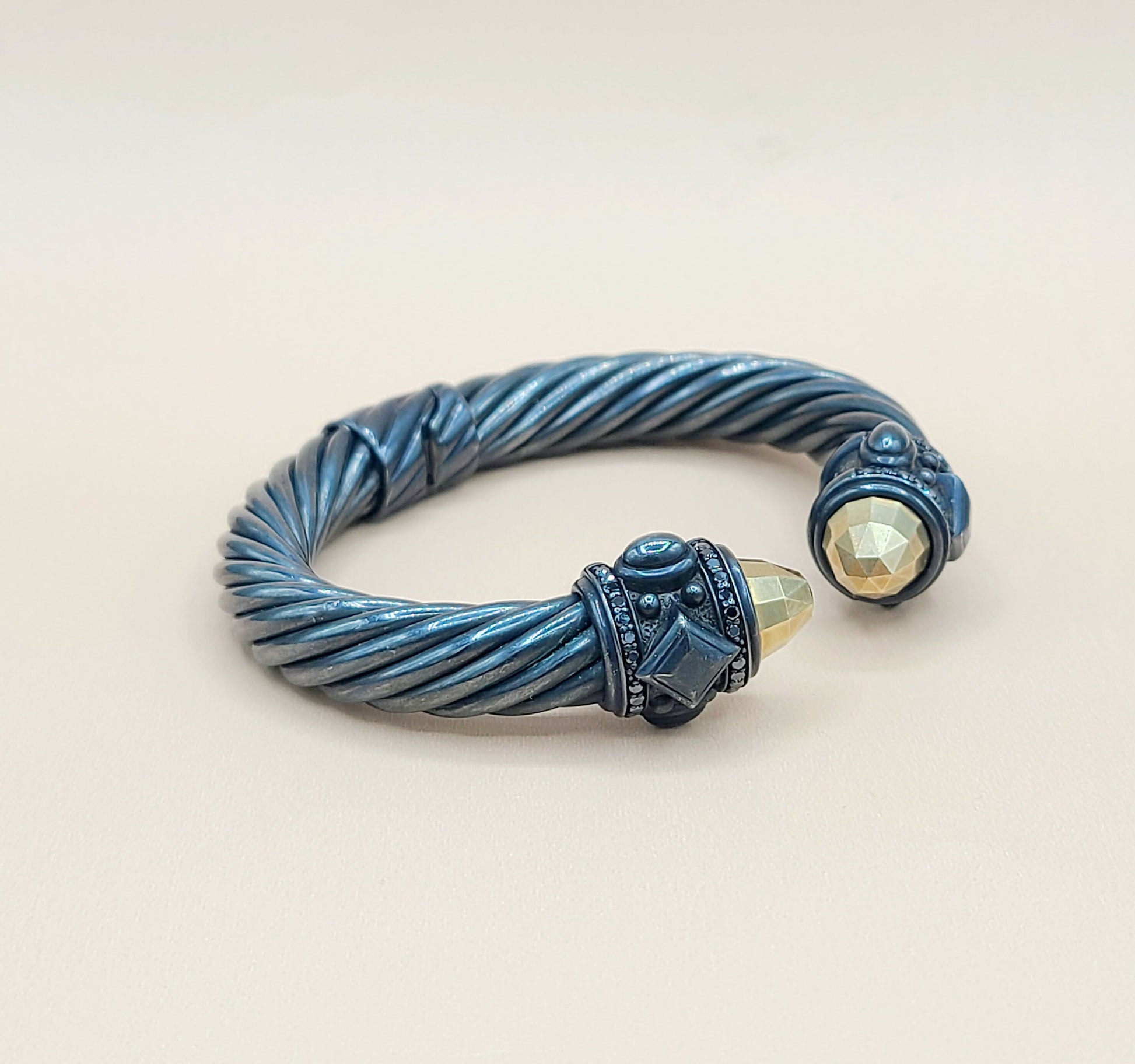    David Yurman Renaissance Black Gold Black Diamond Bracelet, 10mm
