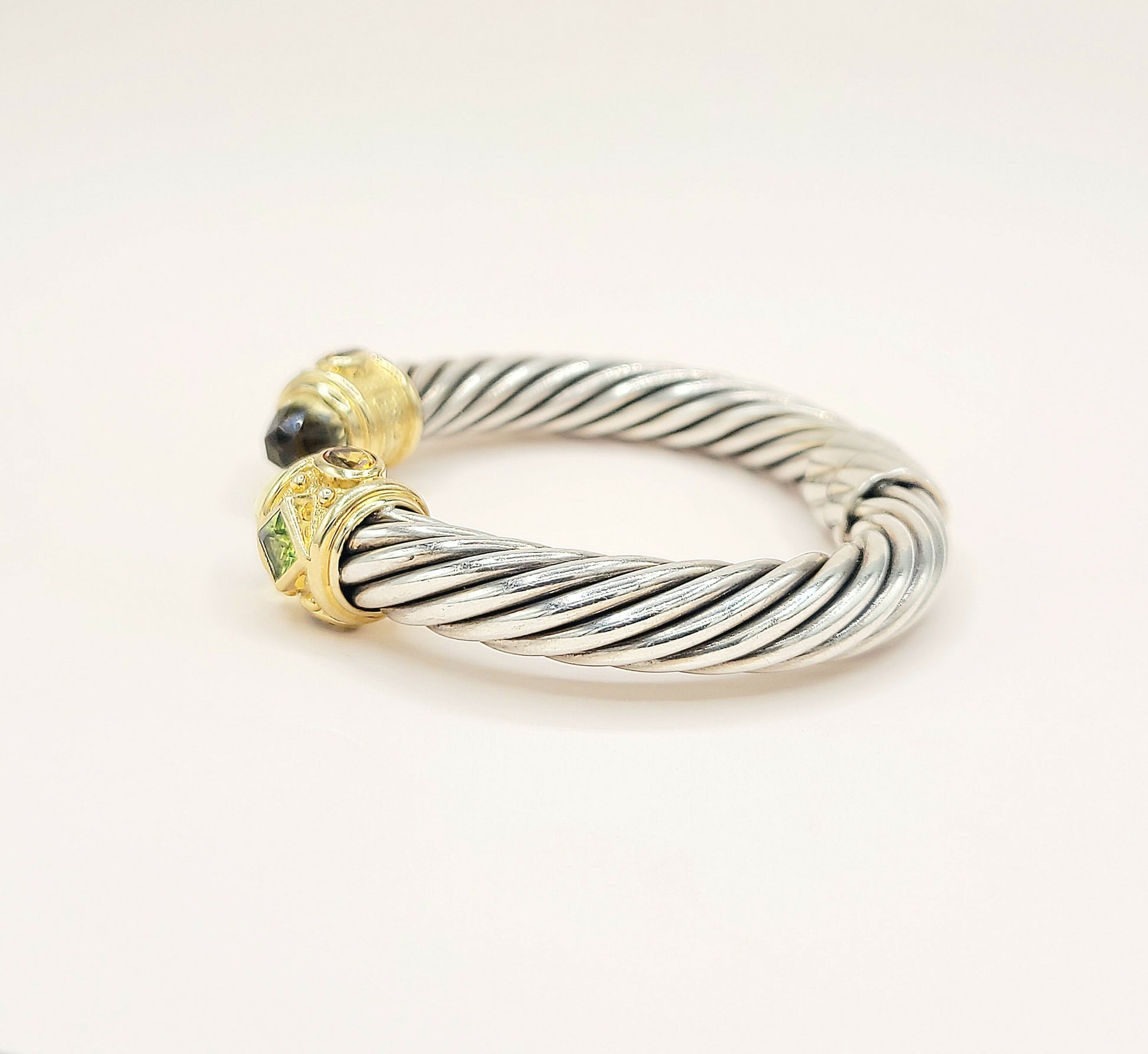    David Yurman Renaissance Cable Lemon Citrine Peridot Gold Bracelet, 10mm