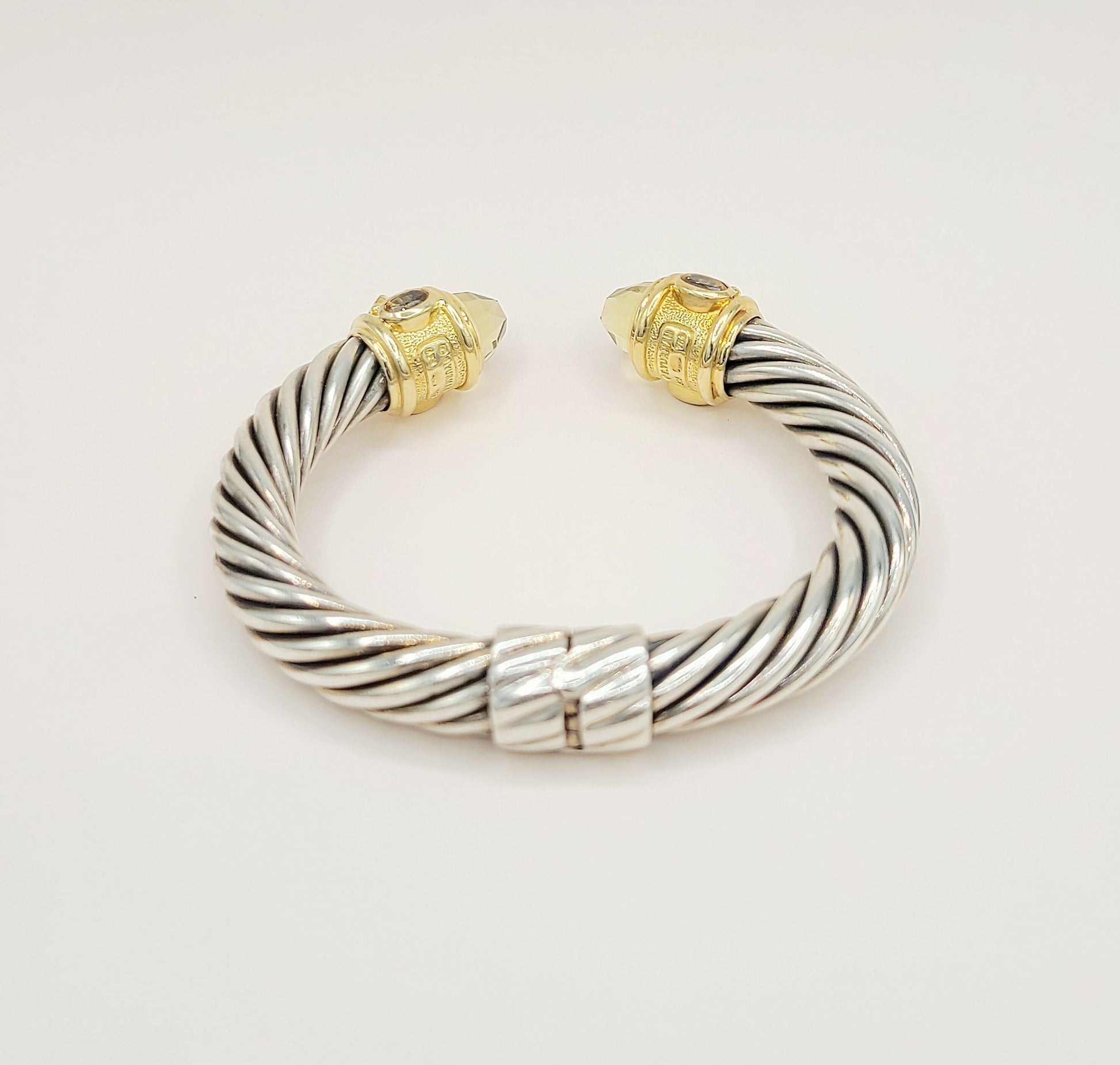   David Yurman Renaissance Cable Lemon Citrine Peridot Gold Bracelet, 10mm