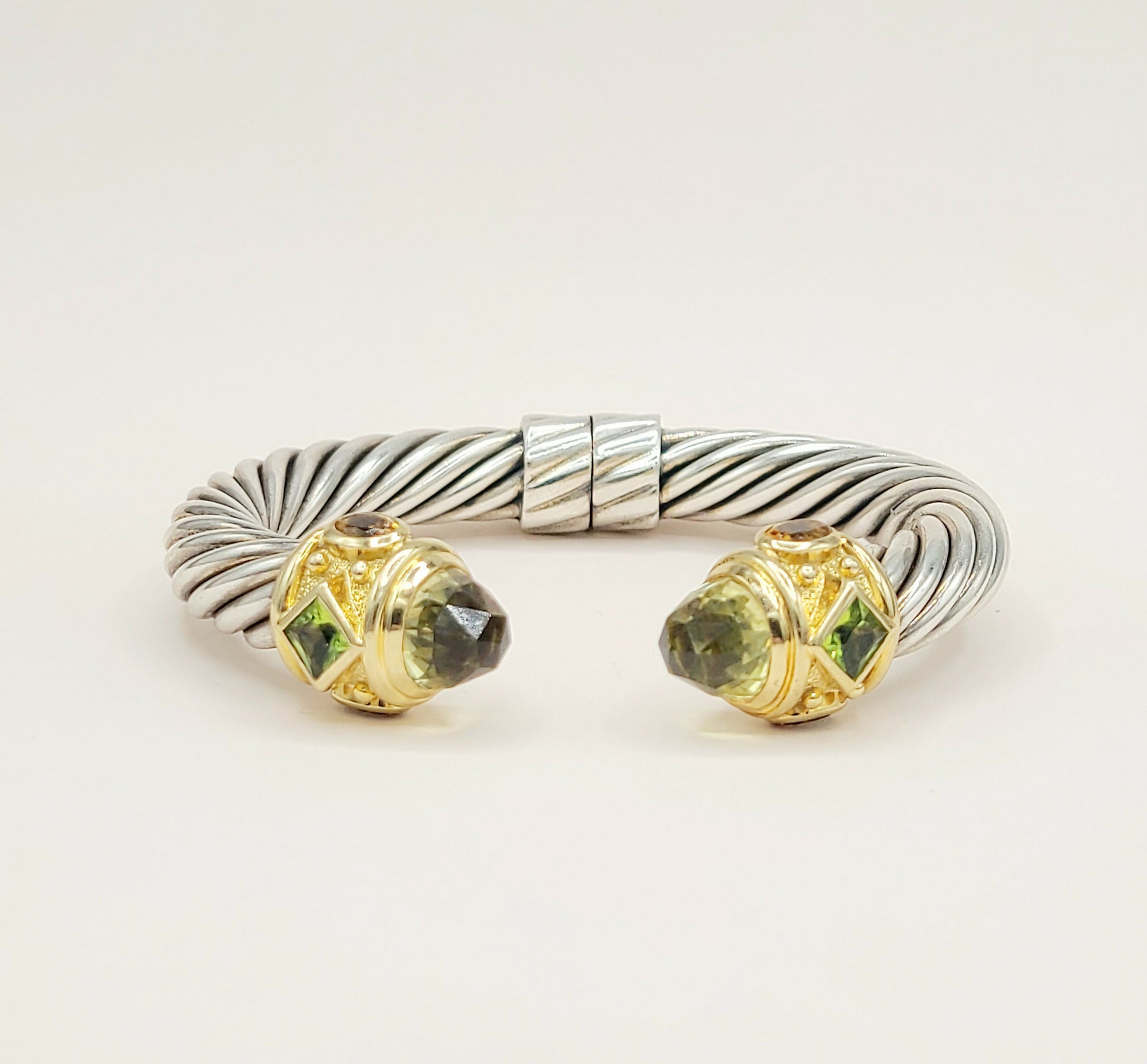    David Yurman Renaissance Cable Lemon Citrine Peridot Gold Bracelet, 10mm