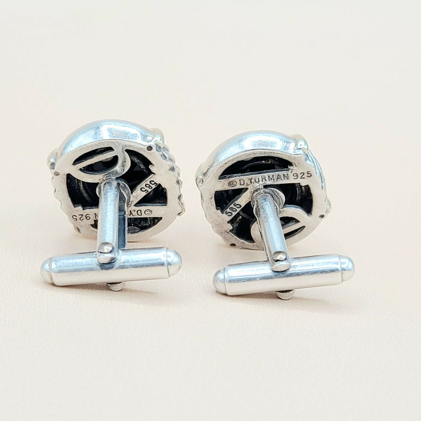    David Yurman Renaissance Silver Gold Black Onyx Cufflinks