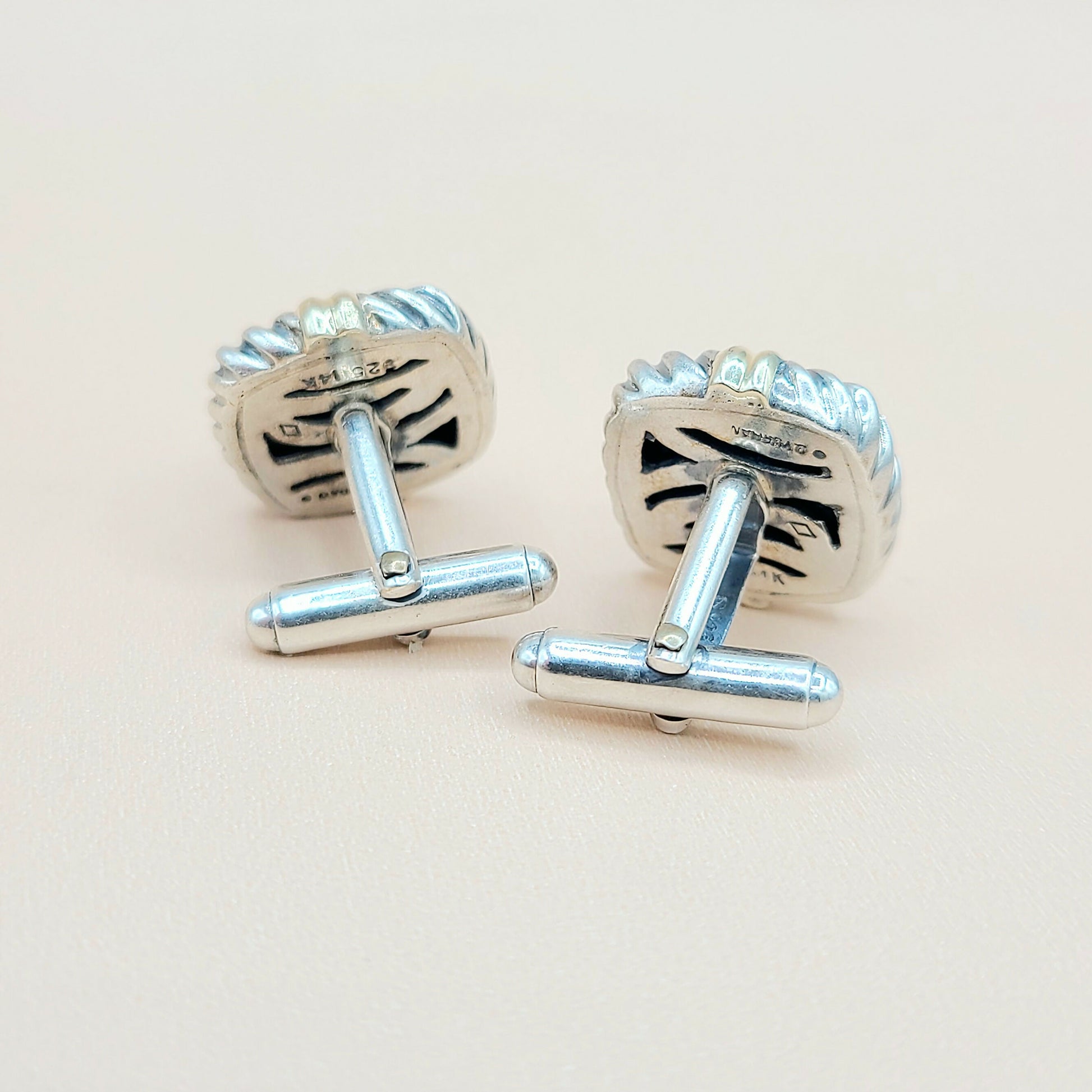    David Yurman Renaissance Silver Gold Cufflinks