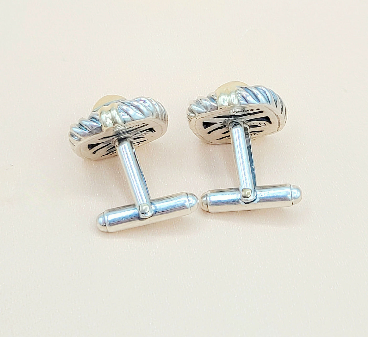    David Yurman Renaissance Silver Gold Cufflinks