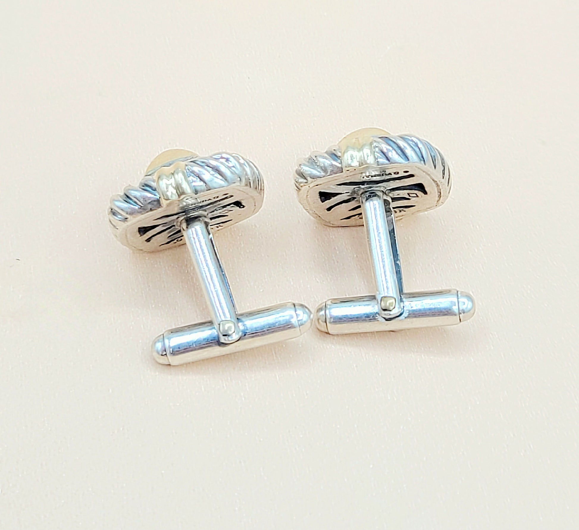    David Yurman Renaissance Silver Gold Cufflinks
