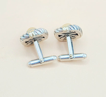    David Yurman Renaissance Silver Gold Cufflinks