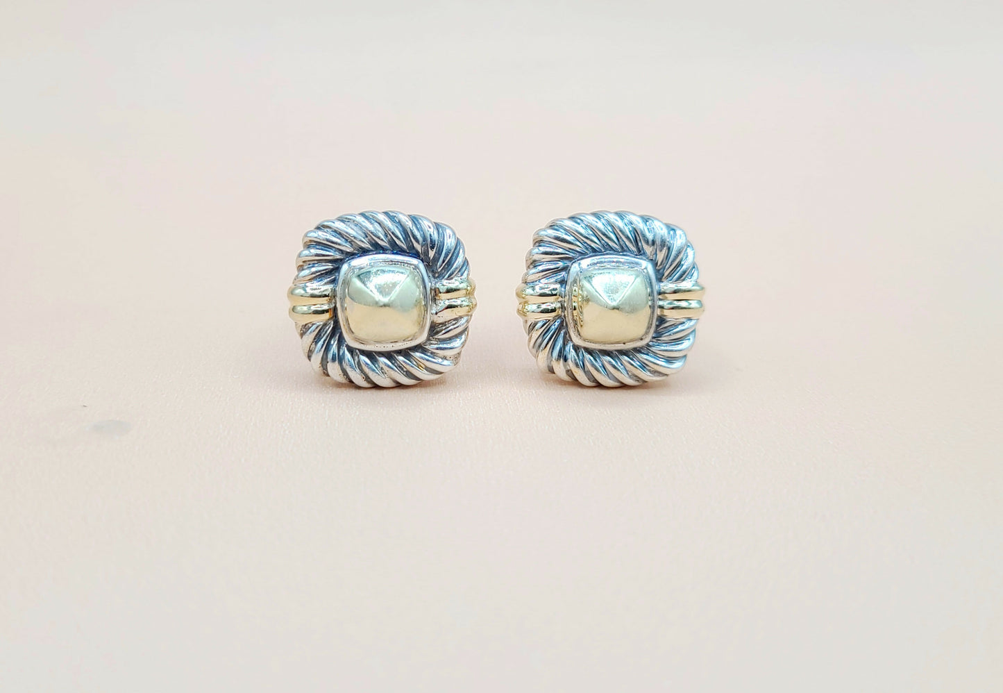    David Yurman Renaissance Silver Gold Cufflinks