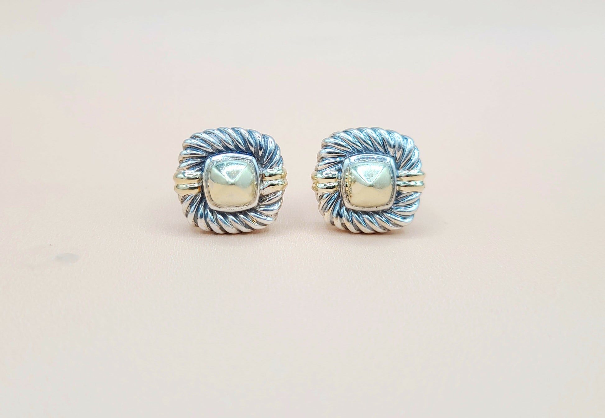    David Yurman Renaissance Silver Gold Cufflinks
