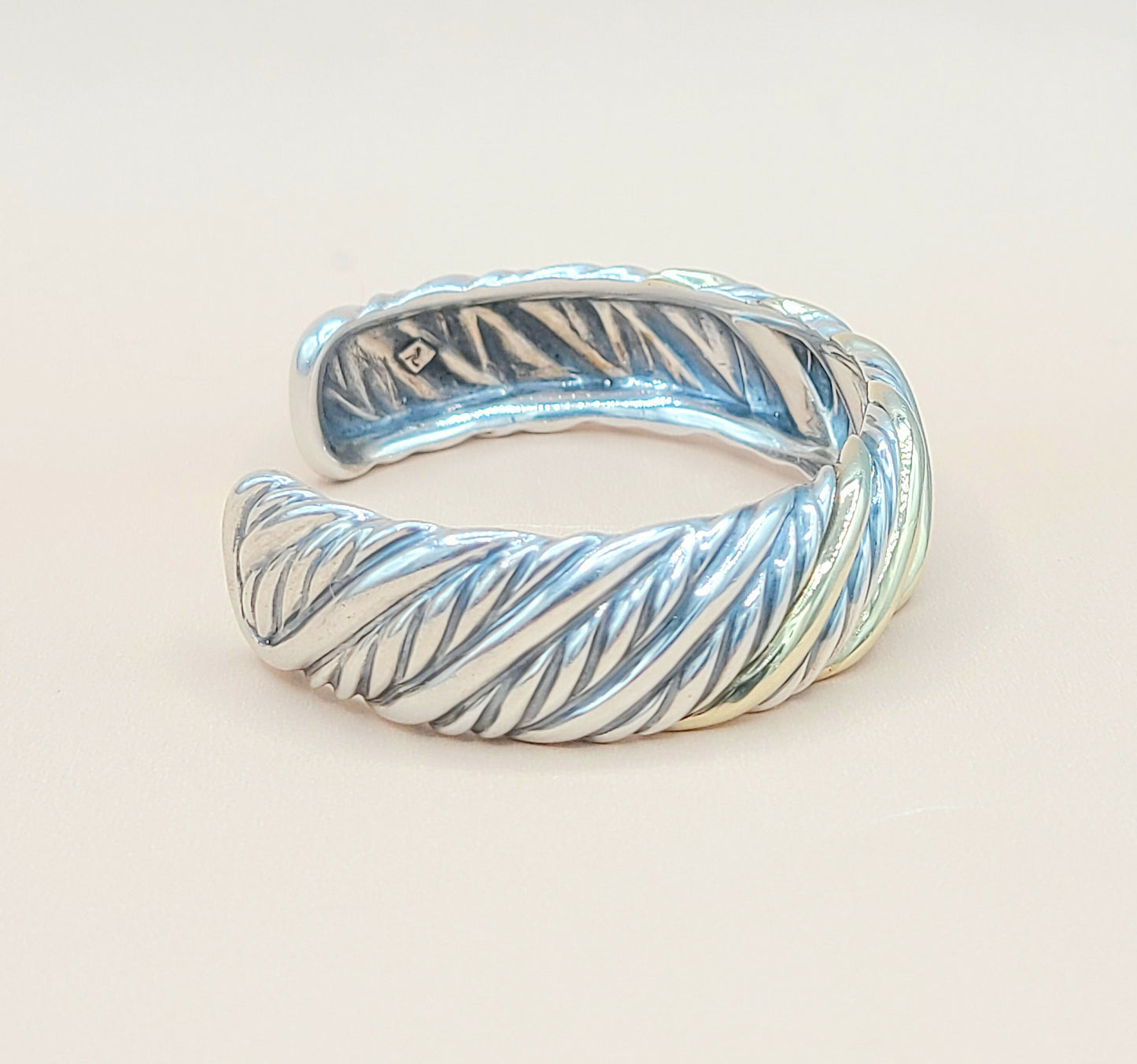    David Yurman Silver Gold Sculpted Cable Bracelet