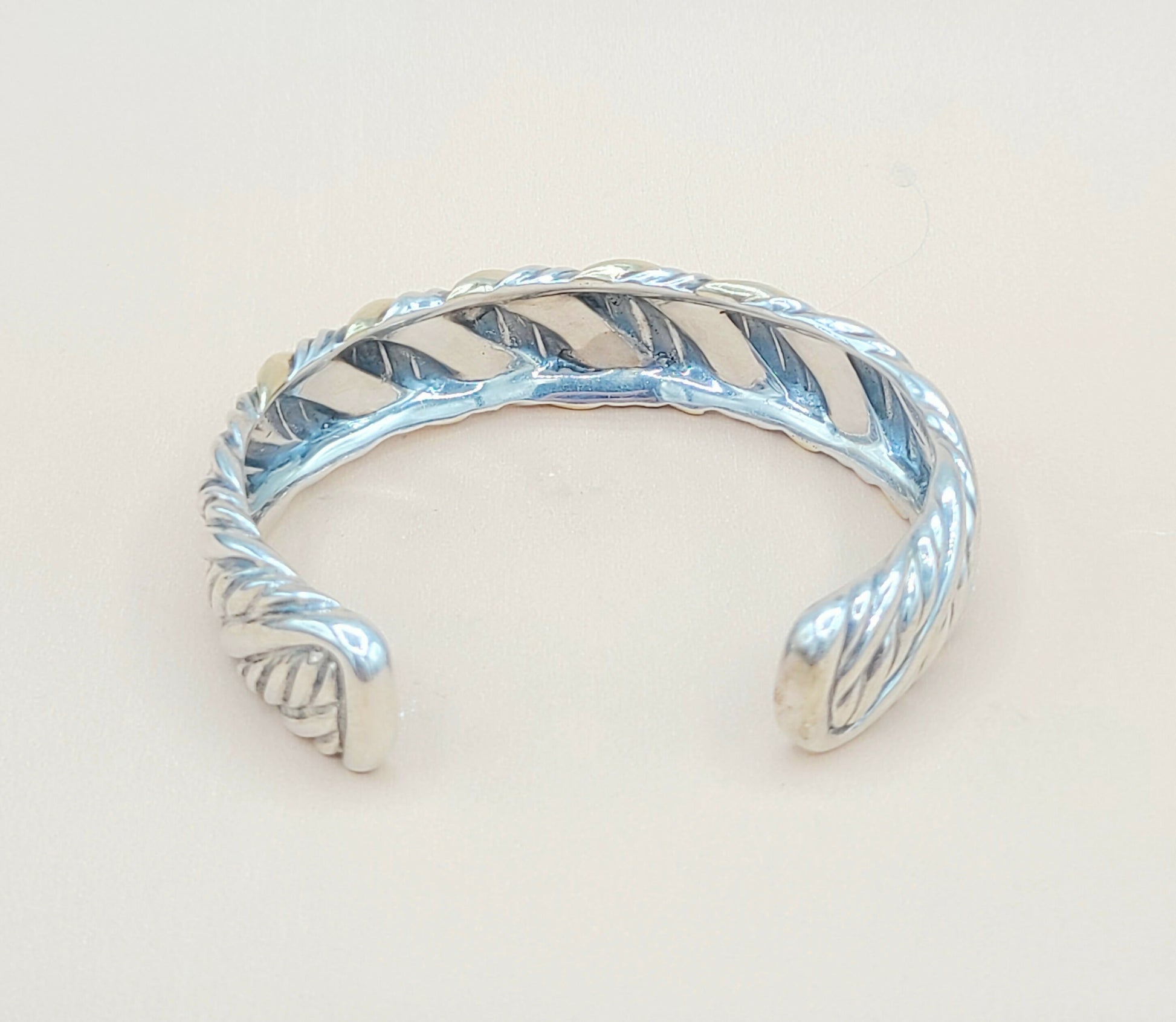    David Yurman Silver Gold Sculpted Cable Bracelet