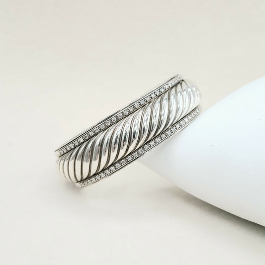    David Yurman Sculpted Thoroughbred Cable Diamond Bracelet