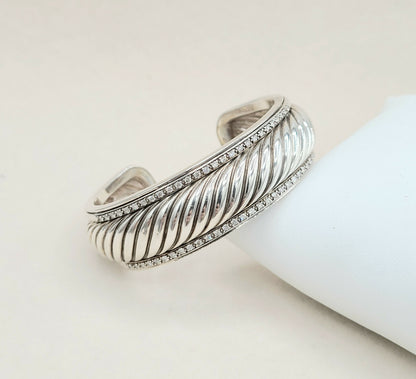    David Yurman Sculpted Thoroughbred Cable Diamond Bracelet