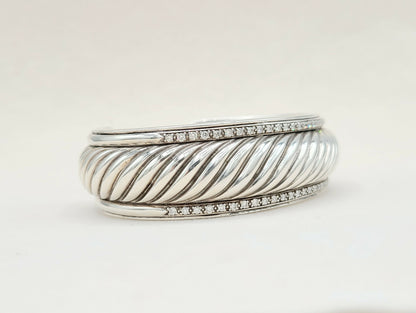    David Yurman Sculpted Thoroughbred Cable Diamond Bracelet