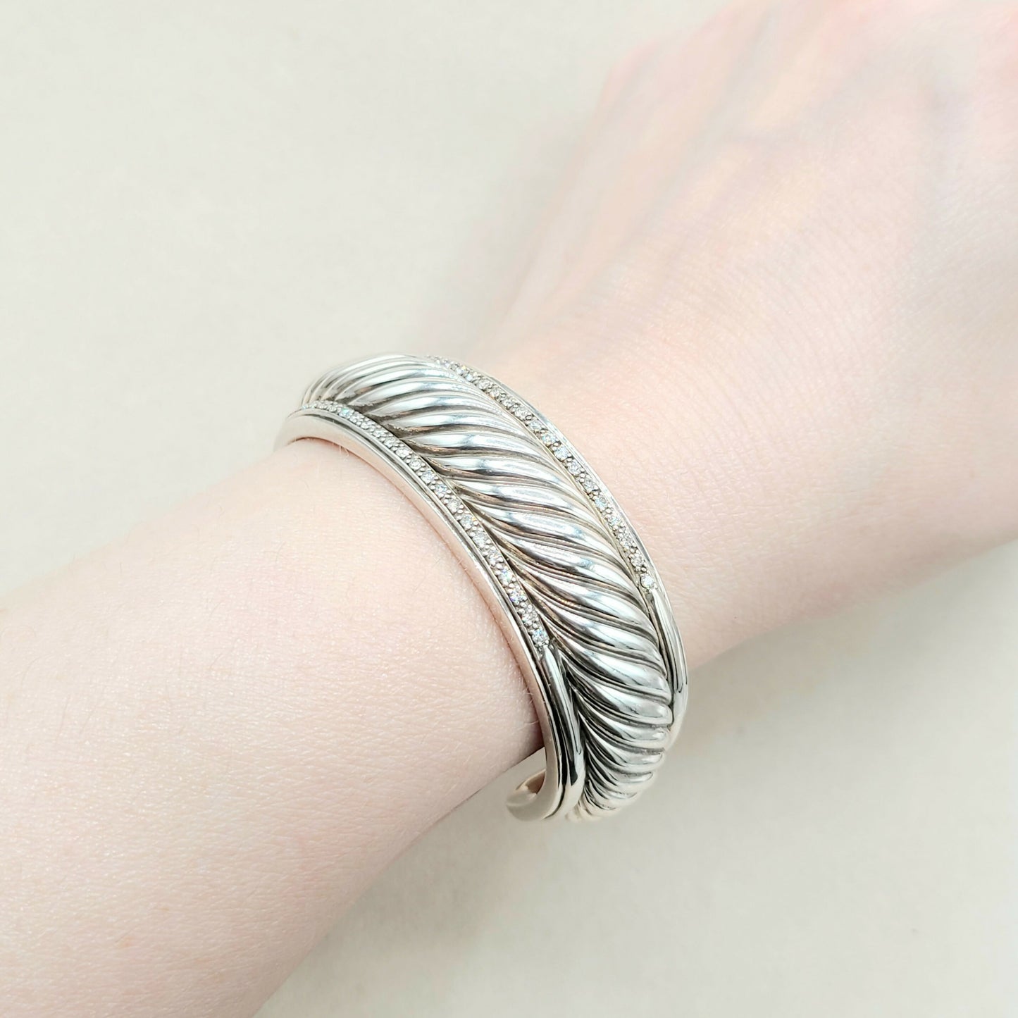    David Yurman Sculpted Thoroughbred Cable Diamond Bracelet