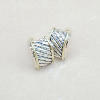    David Yurman Silver Gold Thoroughbred Cable Band Cufflinks