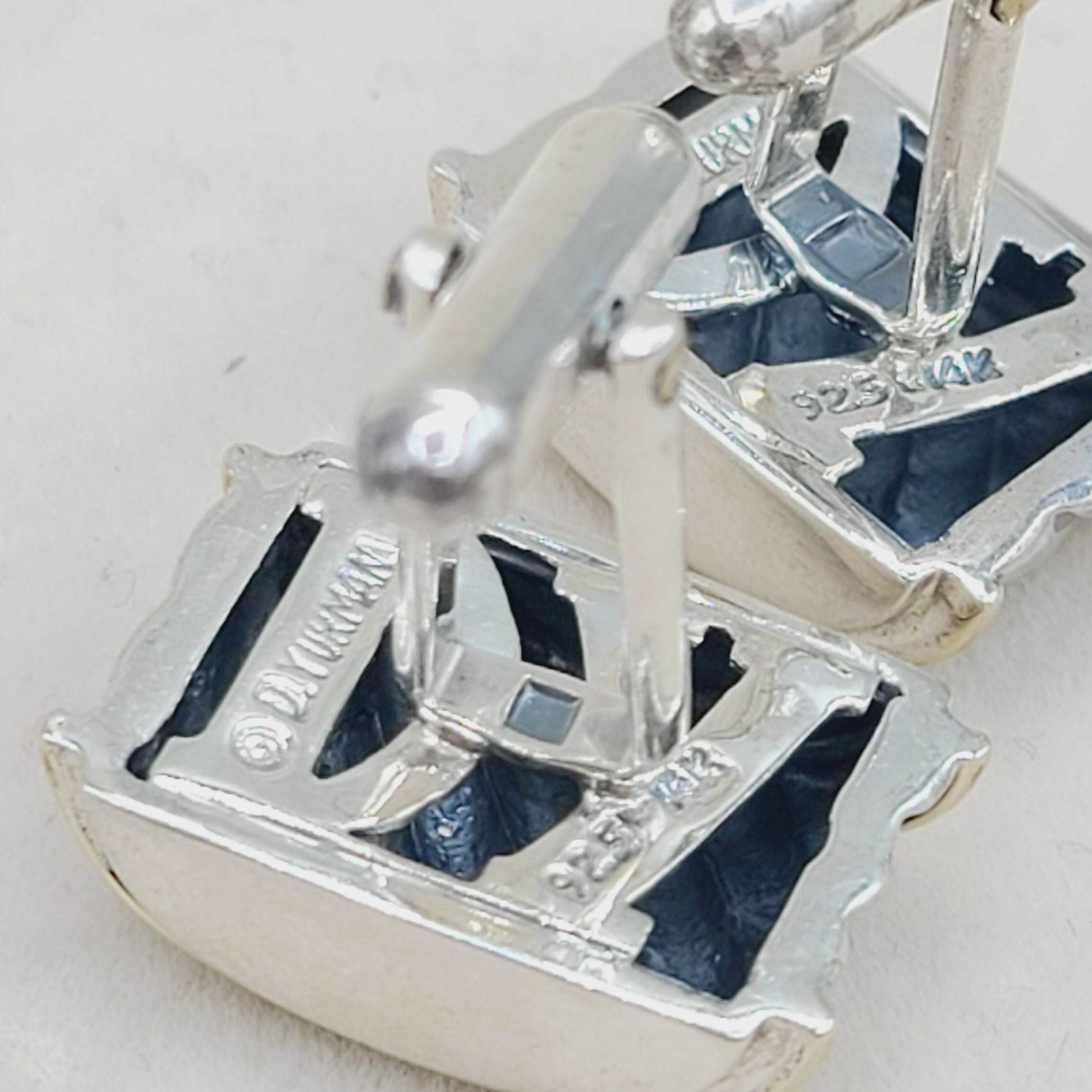   David Yurman Silver Gold Thoroughbred Cable Band Cufflinks