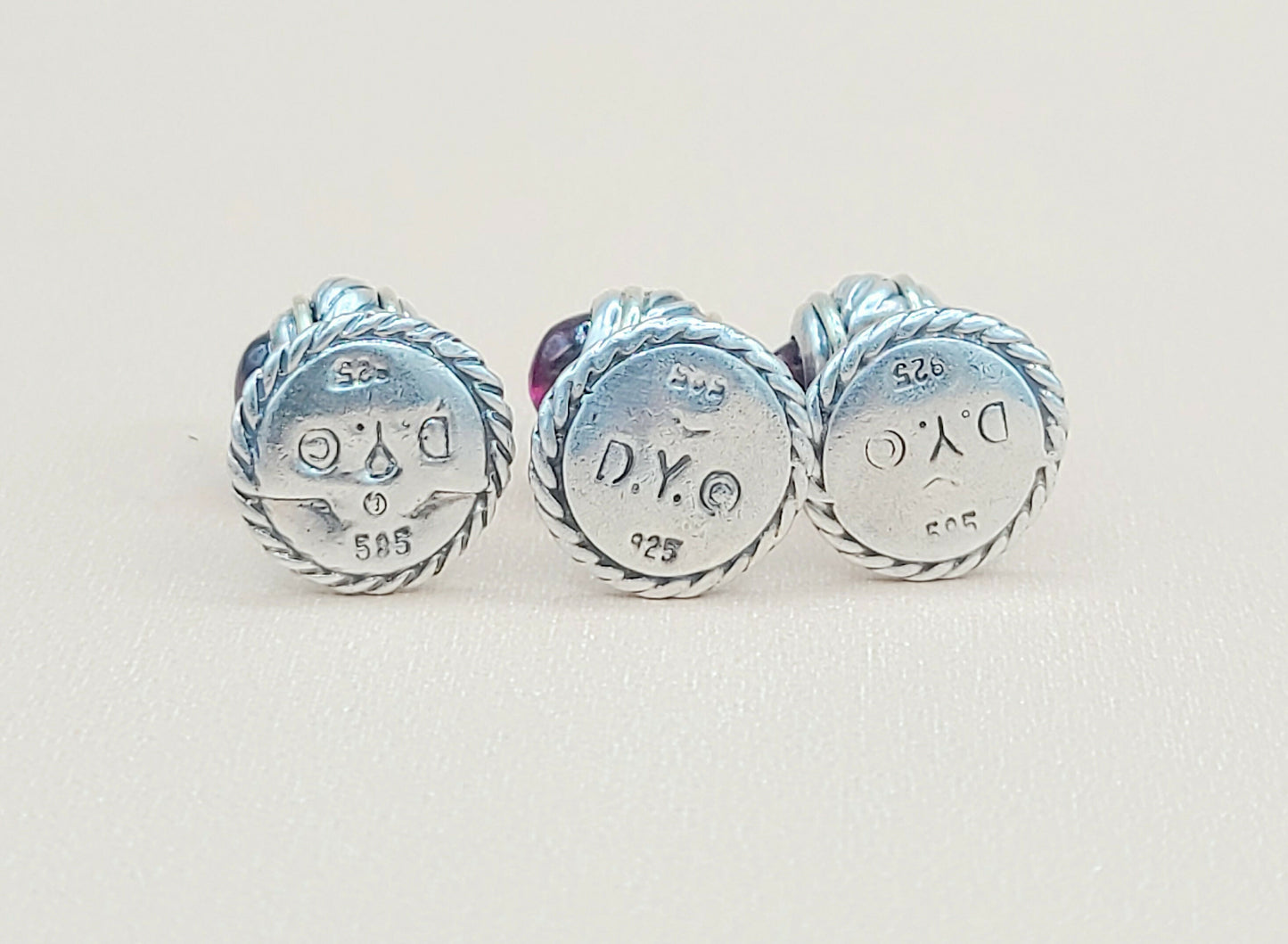    David Yurman Vintage Thoroughbred Garnet Tuxedo Shirt Buttons Studs Set of 3