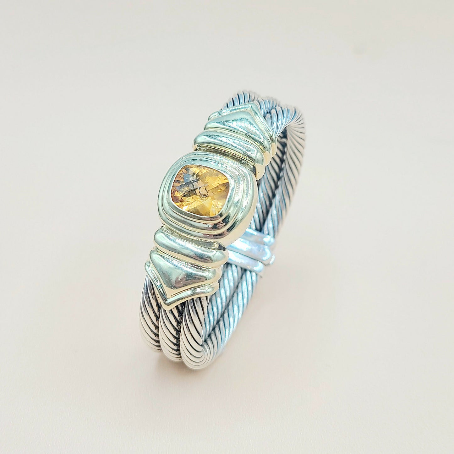    David Yurman Triple Cable Renaissance Citrine Gold Bracelet