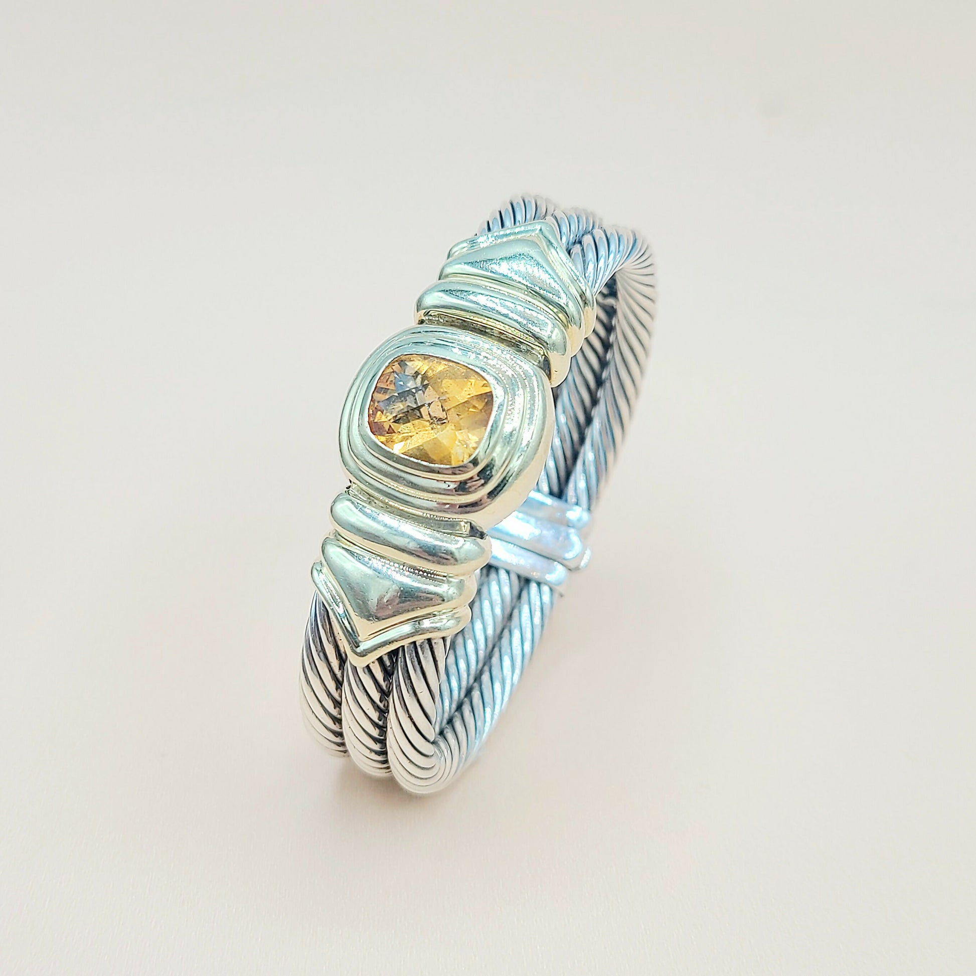    David Yurman Triple Cable Renaissance Citrine Gold Bracelet
