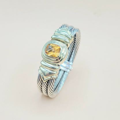    David Yurman Triple Cable Renaissance Citrine Gold Bracelet