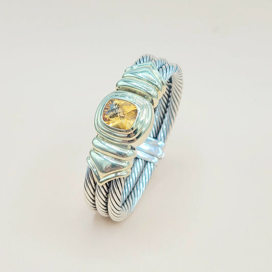    David Yurman Triple Cable Renaissance Citrine Gold Bracelet