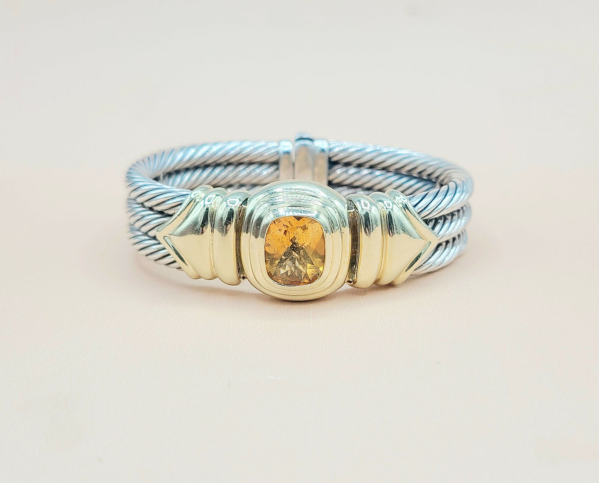    David Yurman Triple Cable Renaissance Citrine Gold Bracelet