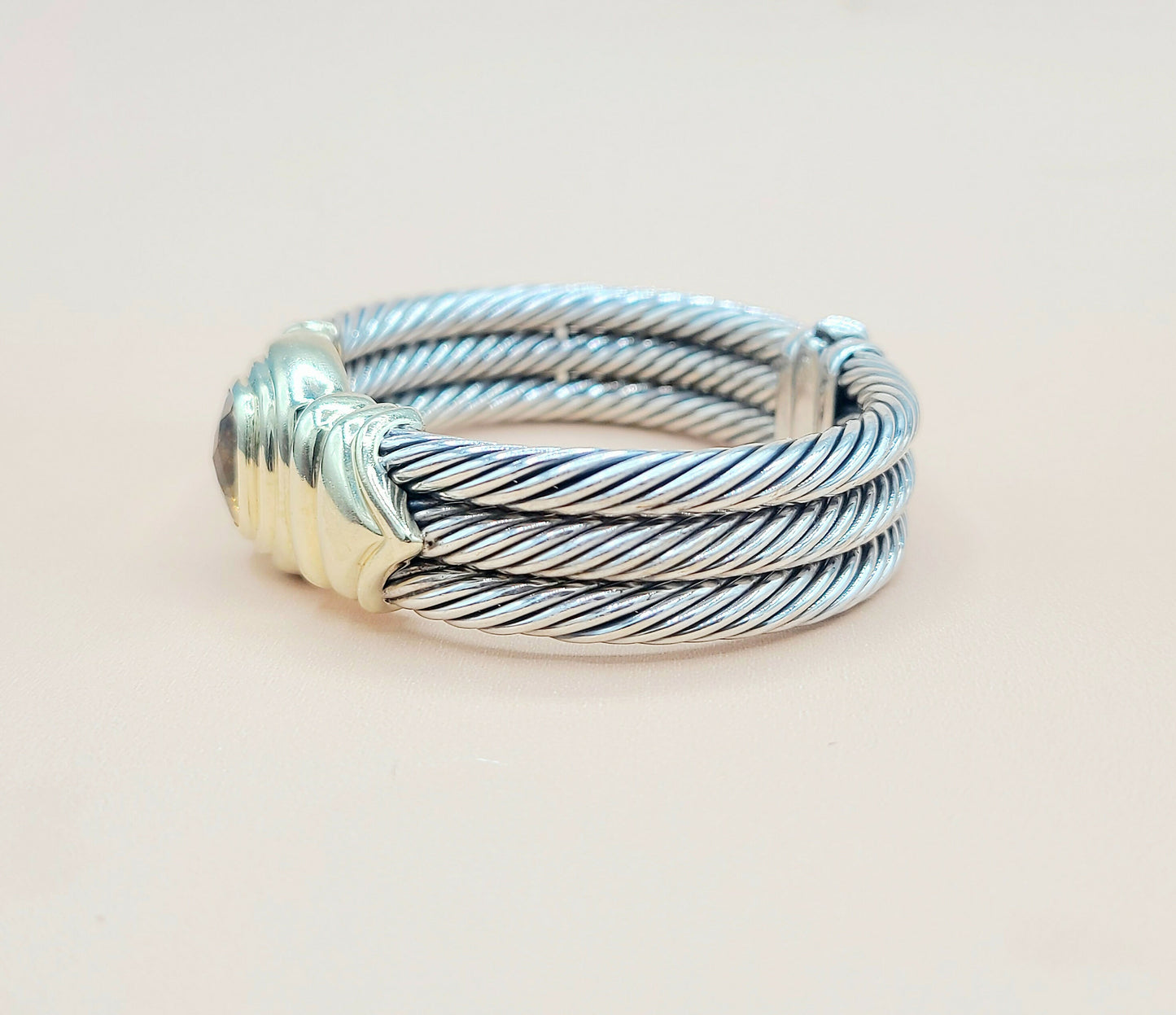    David Yurman Triple Cable Renaissance Citrine Gold Bracelet