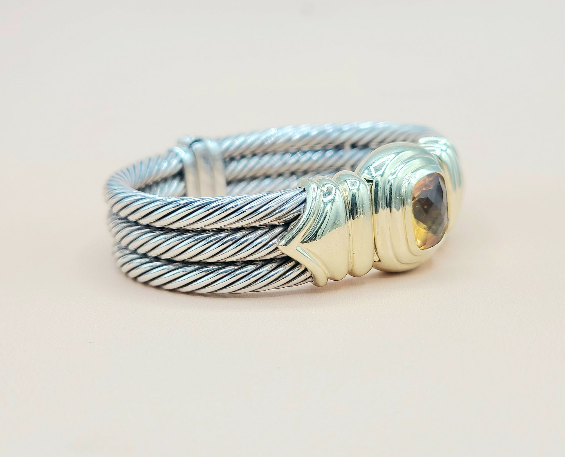    David Yurman Triple Cable Renaissance Citrine Gold Bracelet