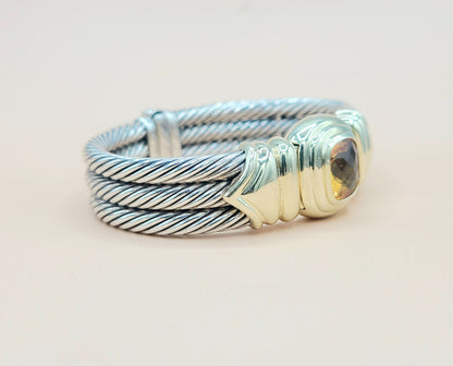    David Yurman Triple Cable Renaissance Citrine Gold Bracelet