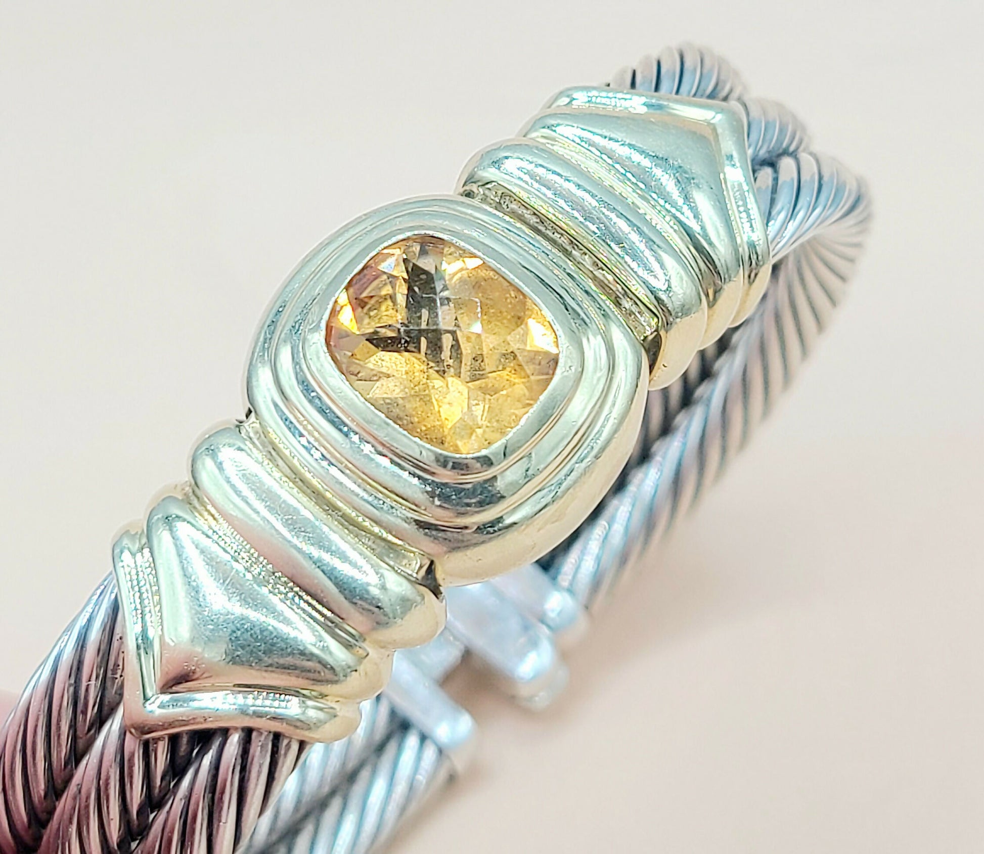    David Yurman Triple Cable Renaissance Citrine Gold Bracelet