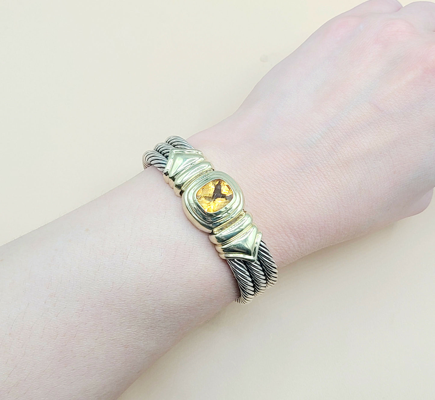    David Yurman Triple Cable Renaissance Citrine Gold Bracelet