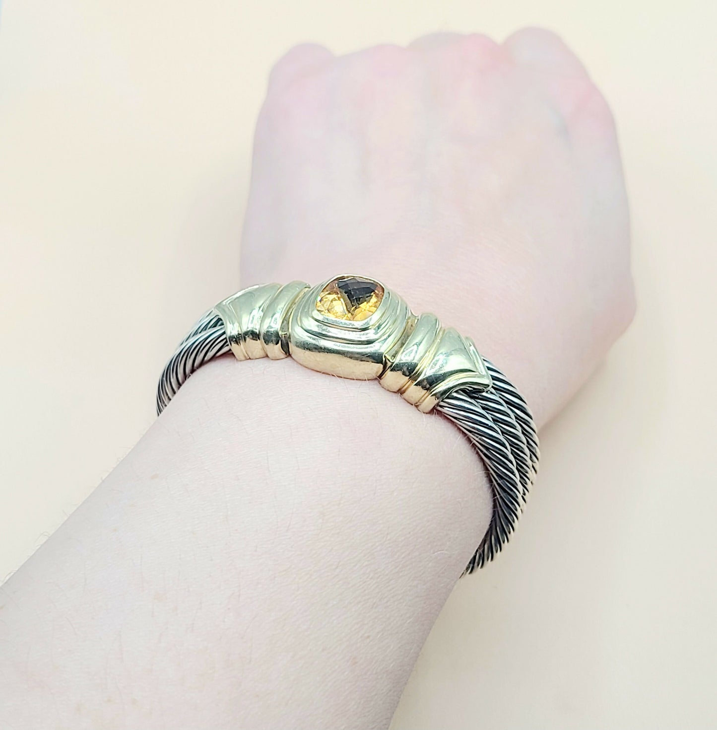    David Yurman Triple Cable Renaissance Citrine Gold Bracelet