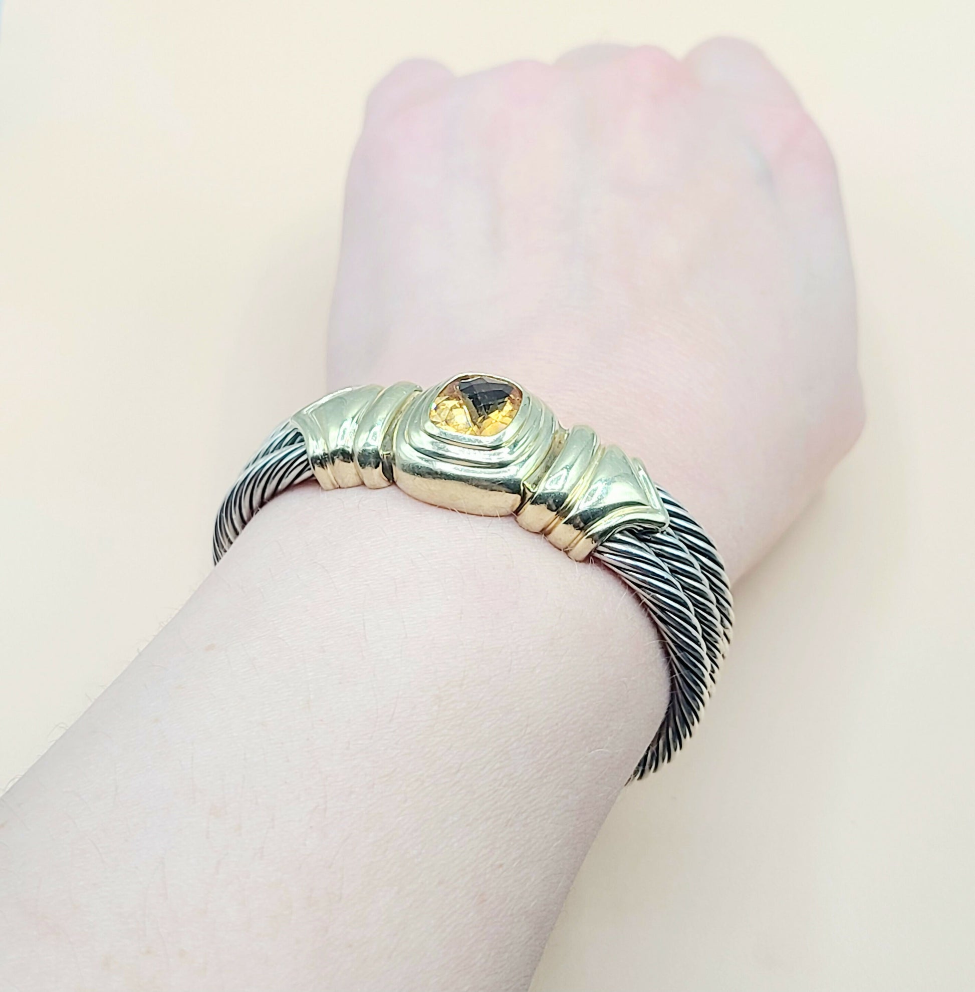    David Yurman Triple Cable Renaissance Citrine Gold Bracelet