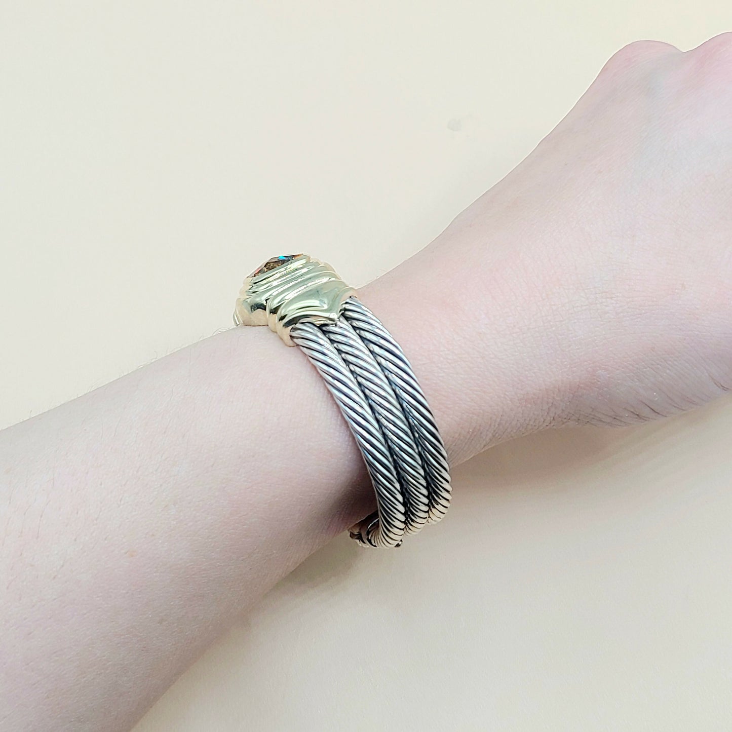    David Yurman Triple Cable Renaissance Citrine Gold Bracelet