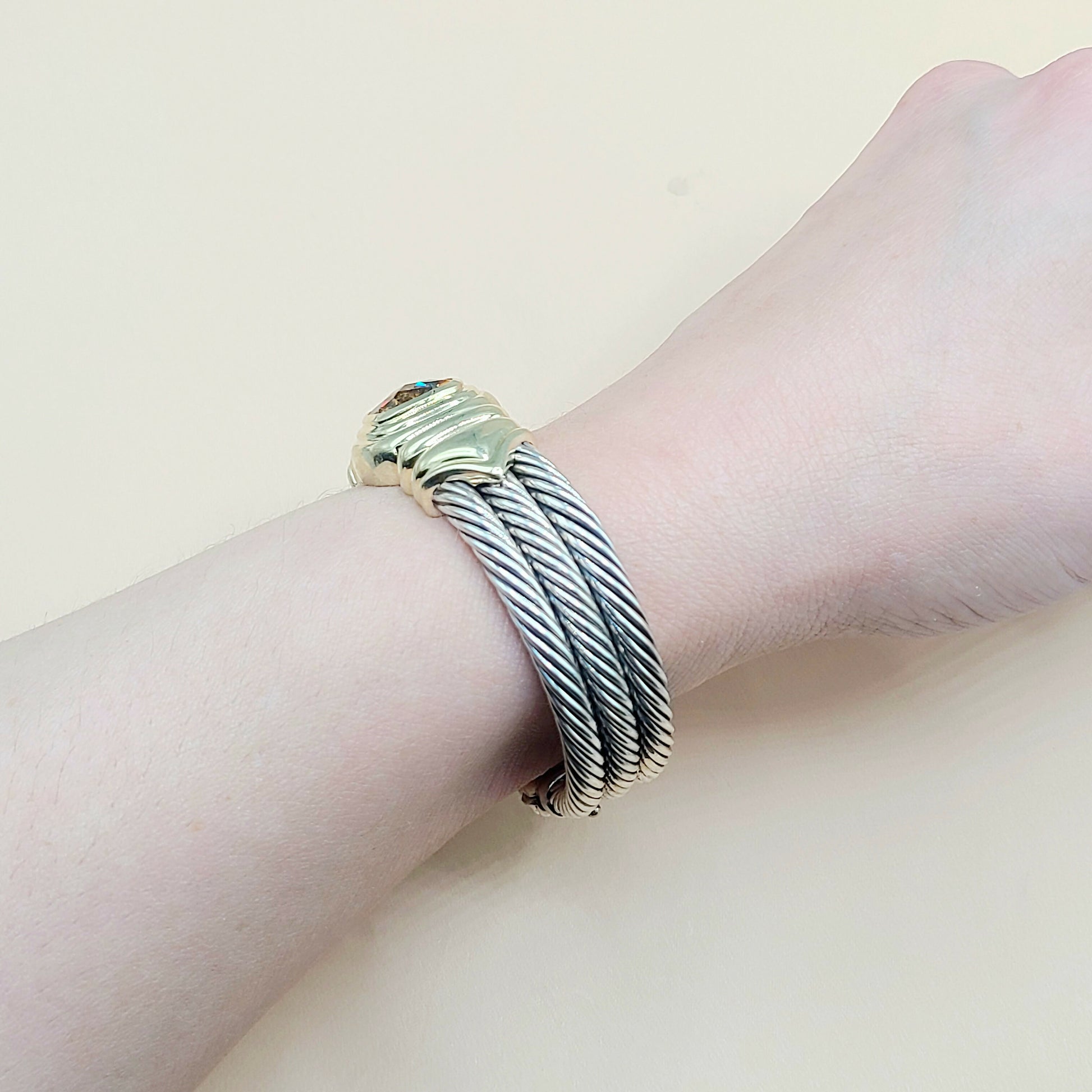    David Yurman Triple Cable Renaissance Citrine Gold Bracelet