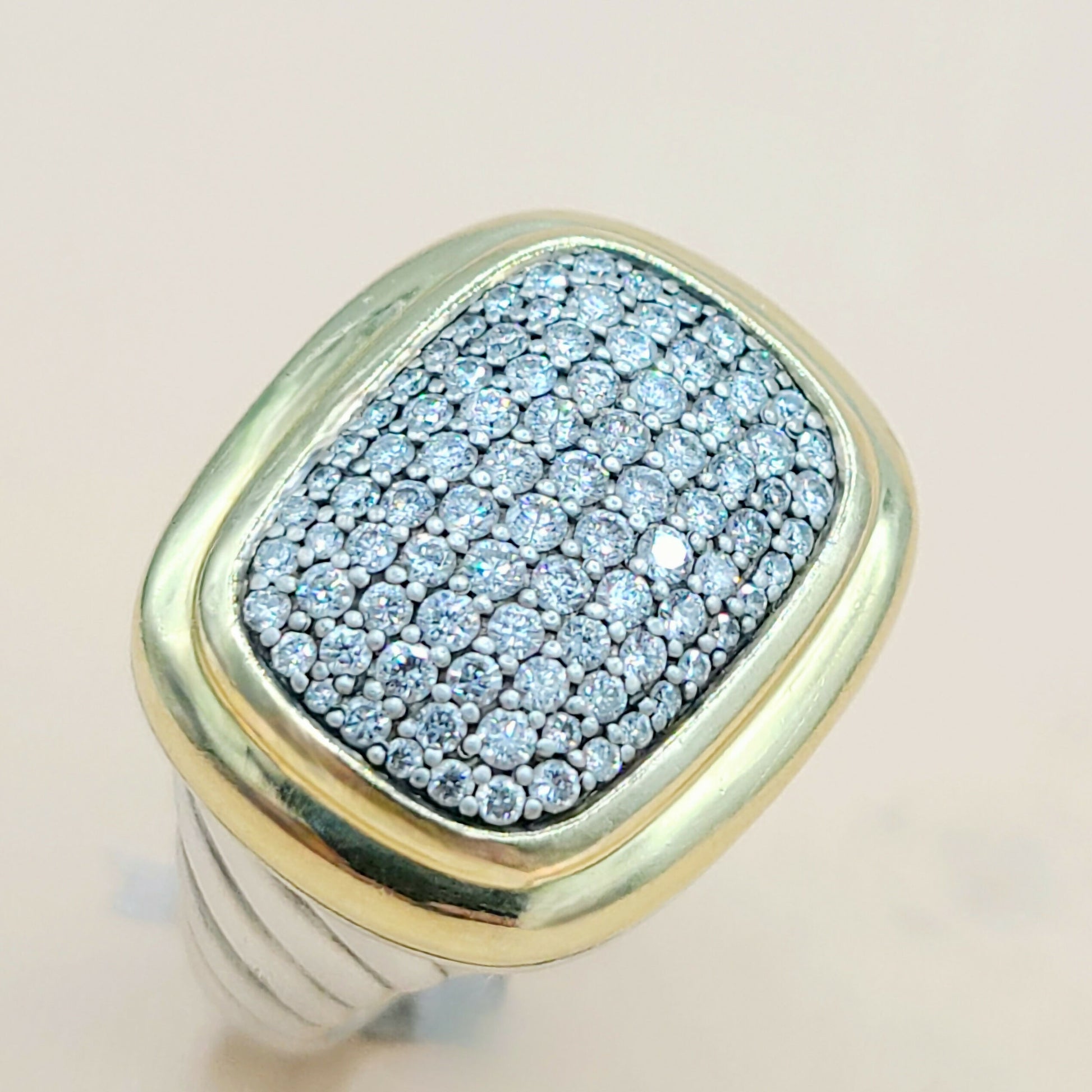    David Yurman Waverly Silver Diamond Gold Ring