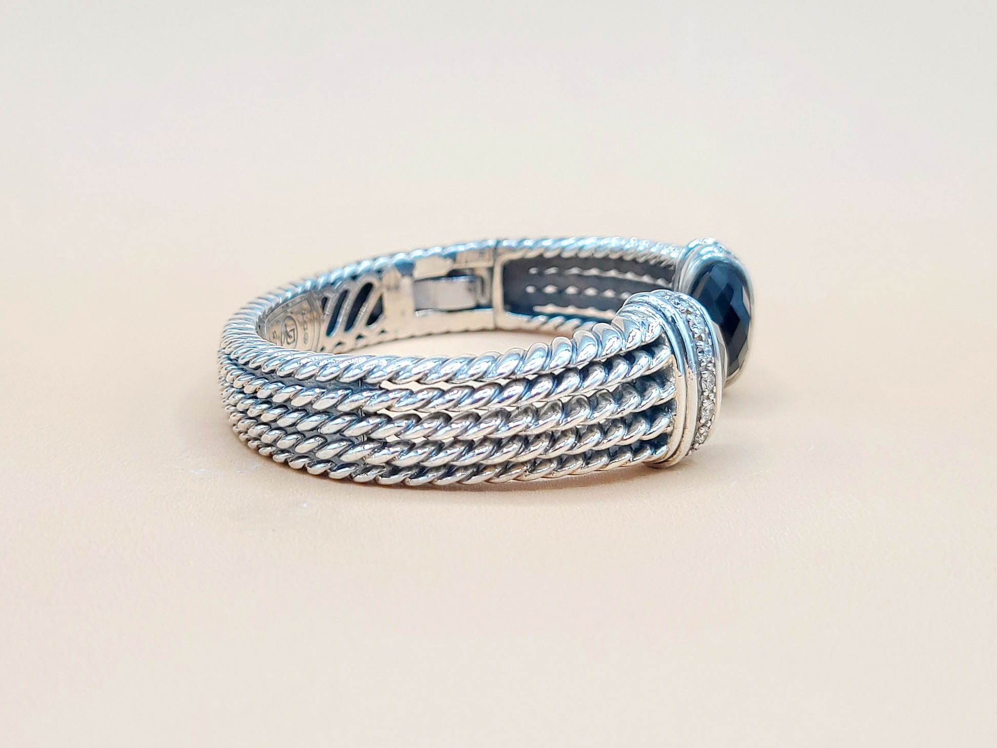    David Yurman-Wheaton-Cuff-Black Onyx Diamond Bracelet